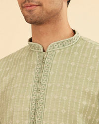 Manyavar Men Elegant Light Mid Green Kurta Pajama