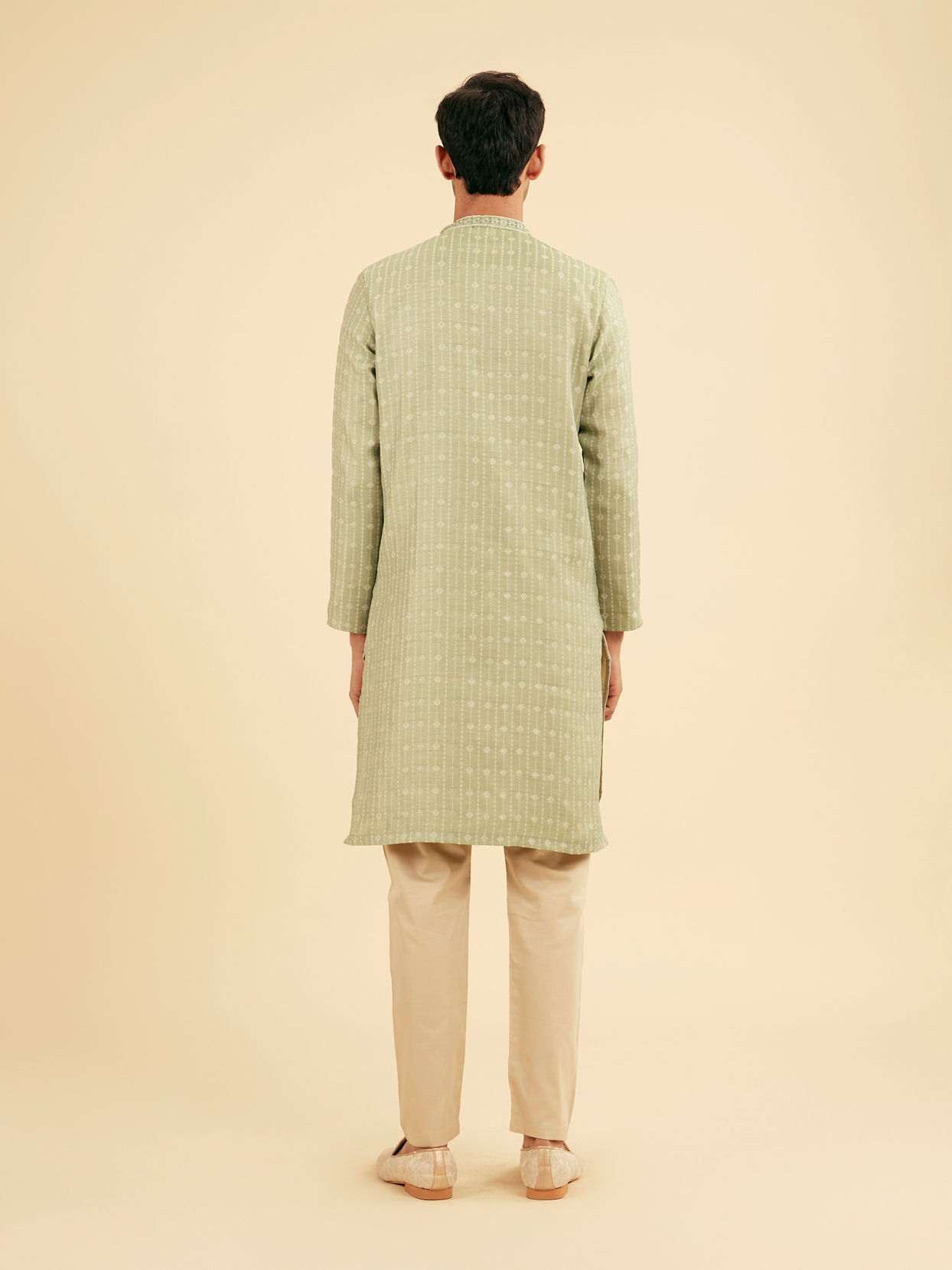 Manyavar Men Elegant Light Mid Green Kurta Pajama