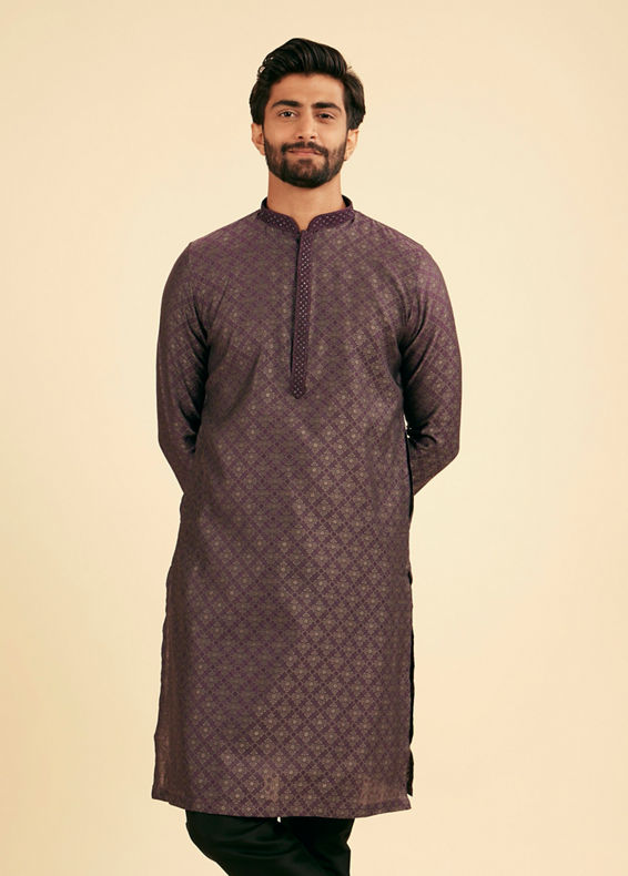 Manyavar Men Majestic Purple Brocade Kurta Pajama