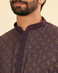 Manyavar Men Majestic Purple Brocade Kurta Pajama
