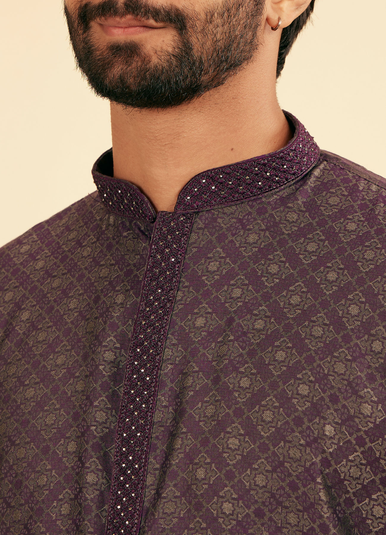 Manyavar Men Majestic Purple Brocade Kurta Pajama