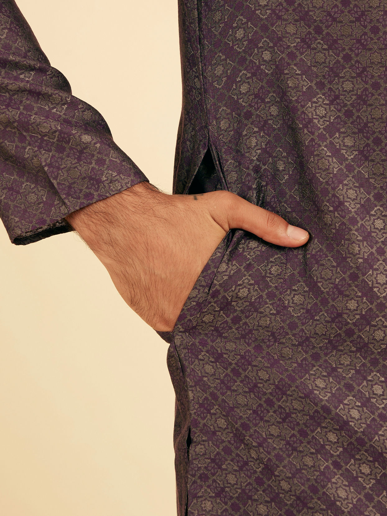 Manyavar Men Majestic Purple Brocade Kurta Pajama