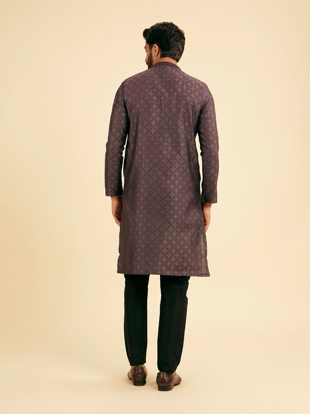 Manyavar Men Majestic Purple Brocade Kurta Pajama