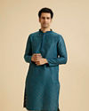 Manyavar Men Traditional Teal Blue Kurta Pajama