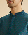 Manyavar Men Traditional Teal Blue Kurta Pajama