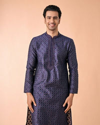 Manyavar Men Dark Blue Kurta Pajama Enchantment