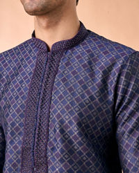 Manyavar Men Dark Blue Kurta Pajama Enchantment