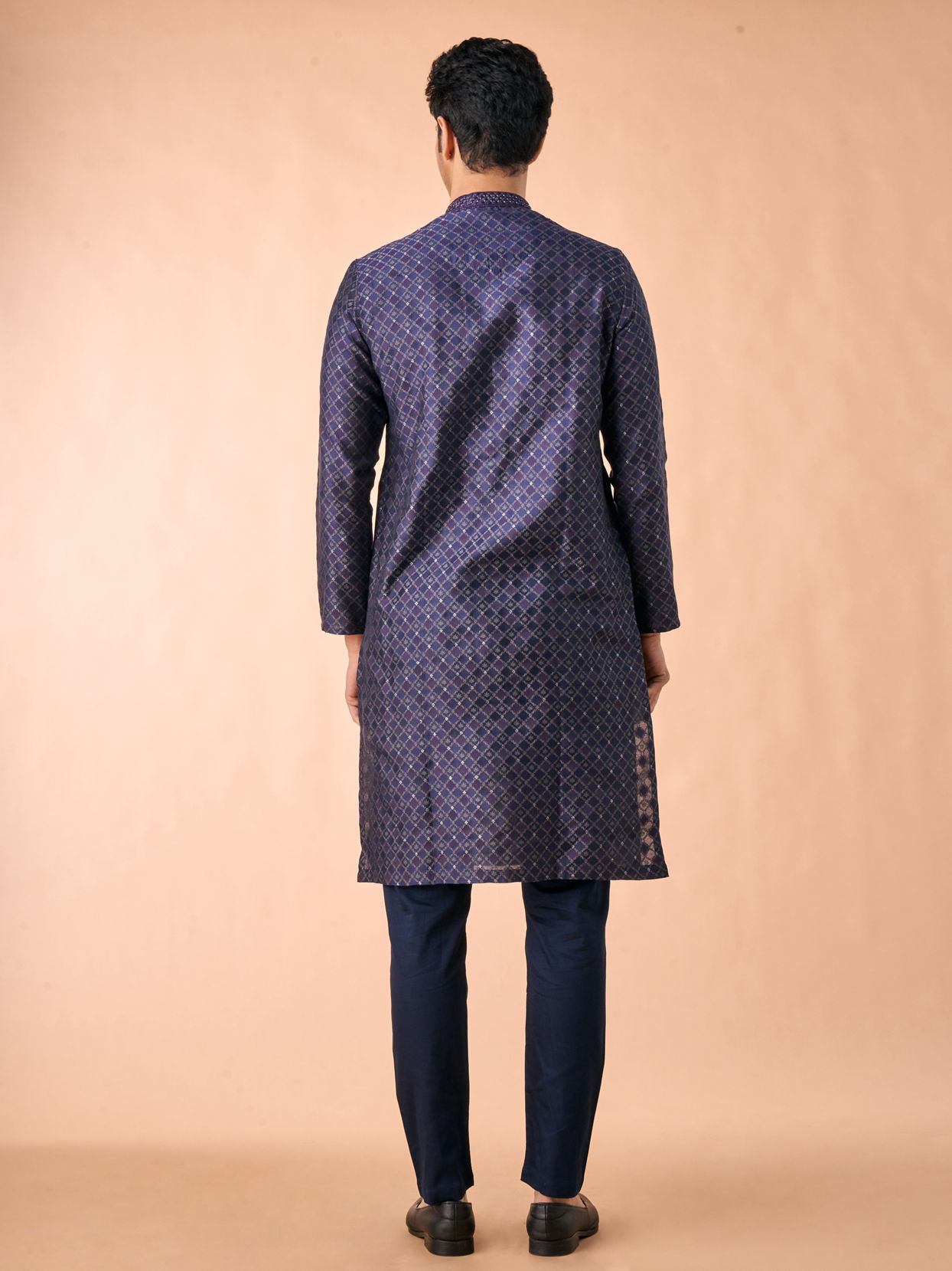 Manyavar Men Dark Blue Kurta Pajama Enchantment