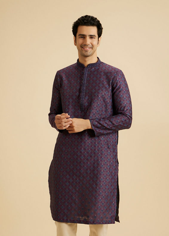 Manyavar Men Purple Splendour Kurta Pajama