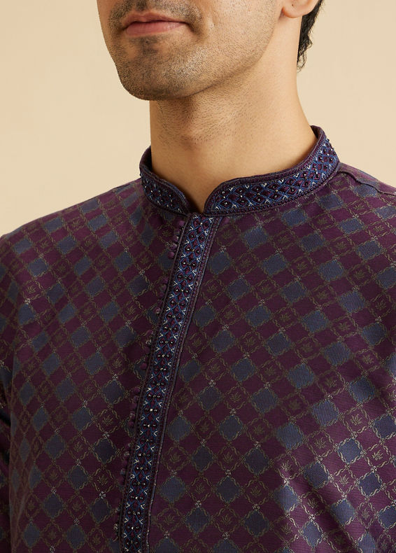 Manyavar Men Purple Splendour Kurta Pajama
