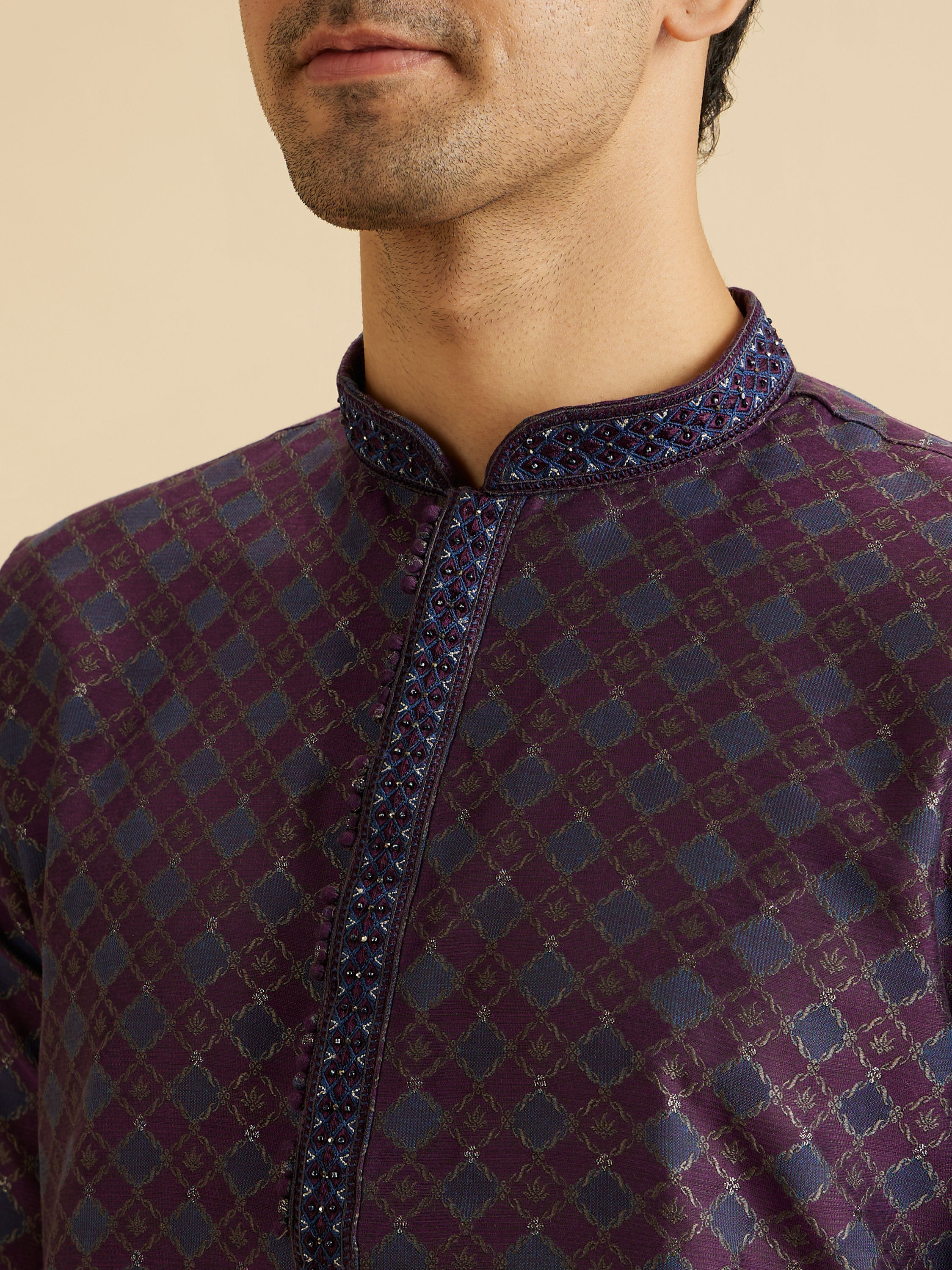 Manyavar Men Purple Splendour Kurta Pajama