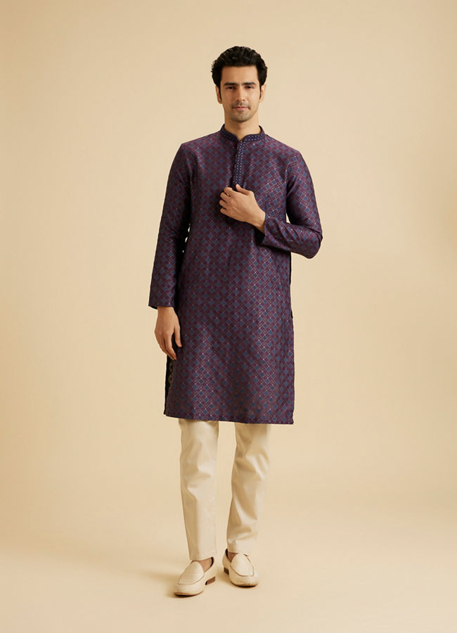 Manyavar Men Purple Splendour Kurta Pajama
