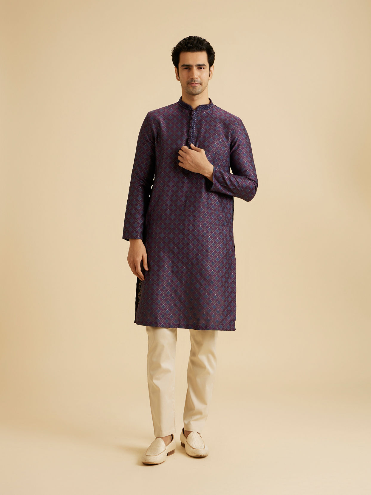 Manyavar Men Purple Splendour Kurta Pajama