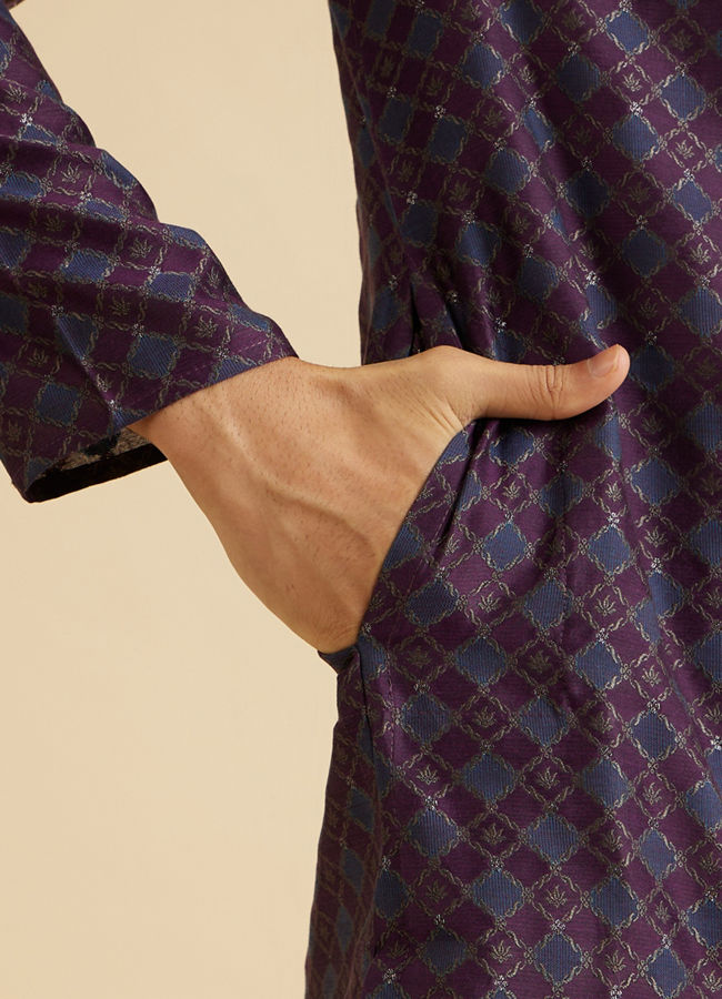 Manyavar Men Purple Splendour Kurta Pajama