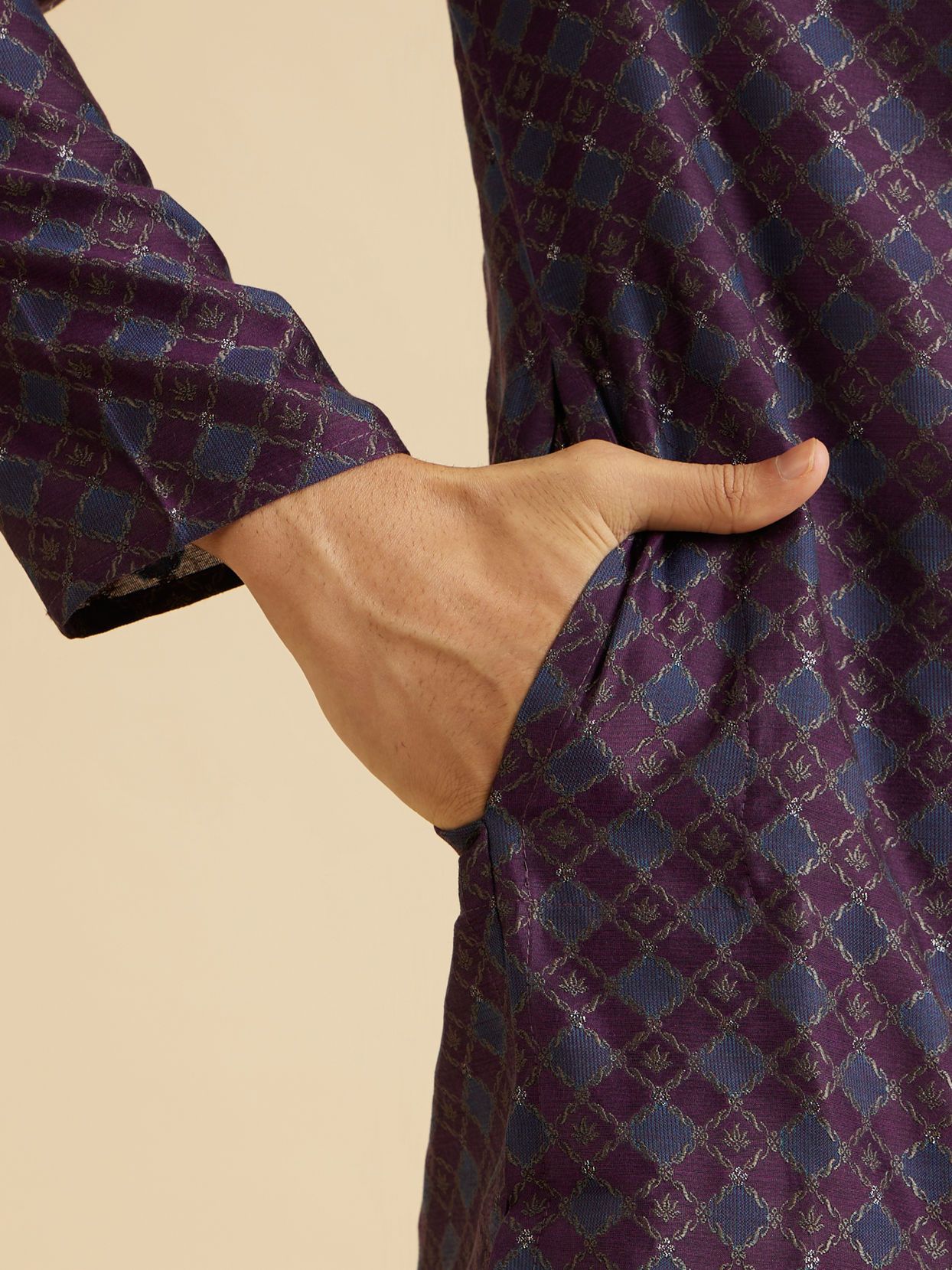 Manyavar Men Purple Splendour Kurta Pajama