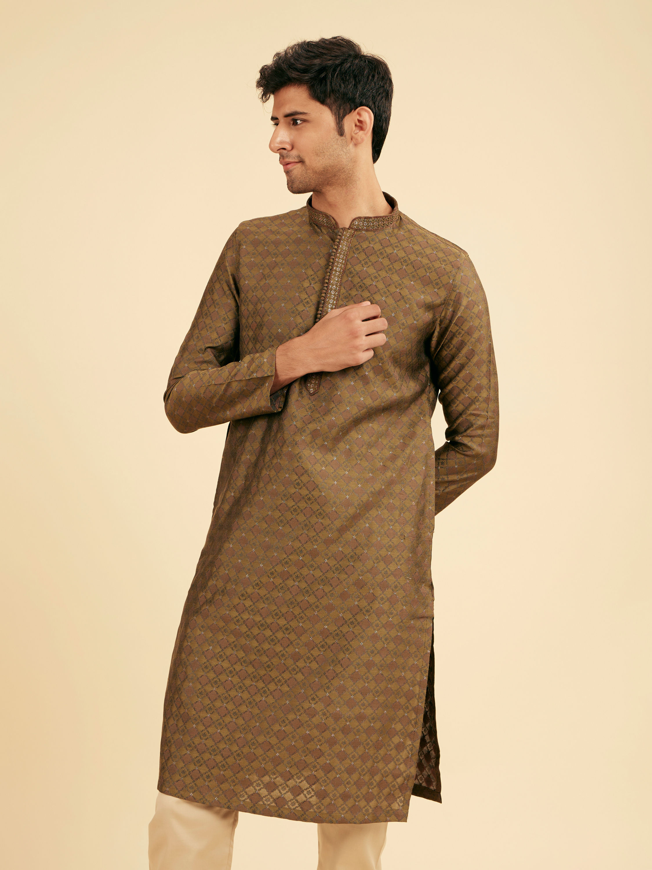 Manyavar Men Emerald Elegance Kurta Pajama
