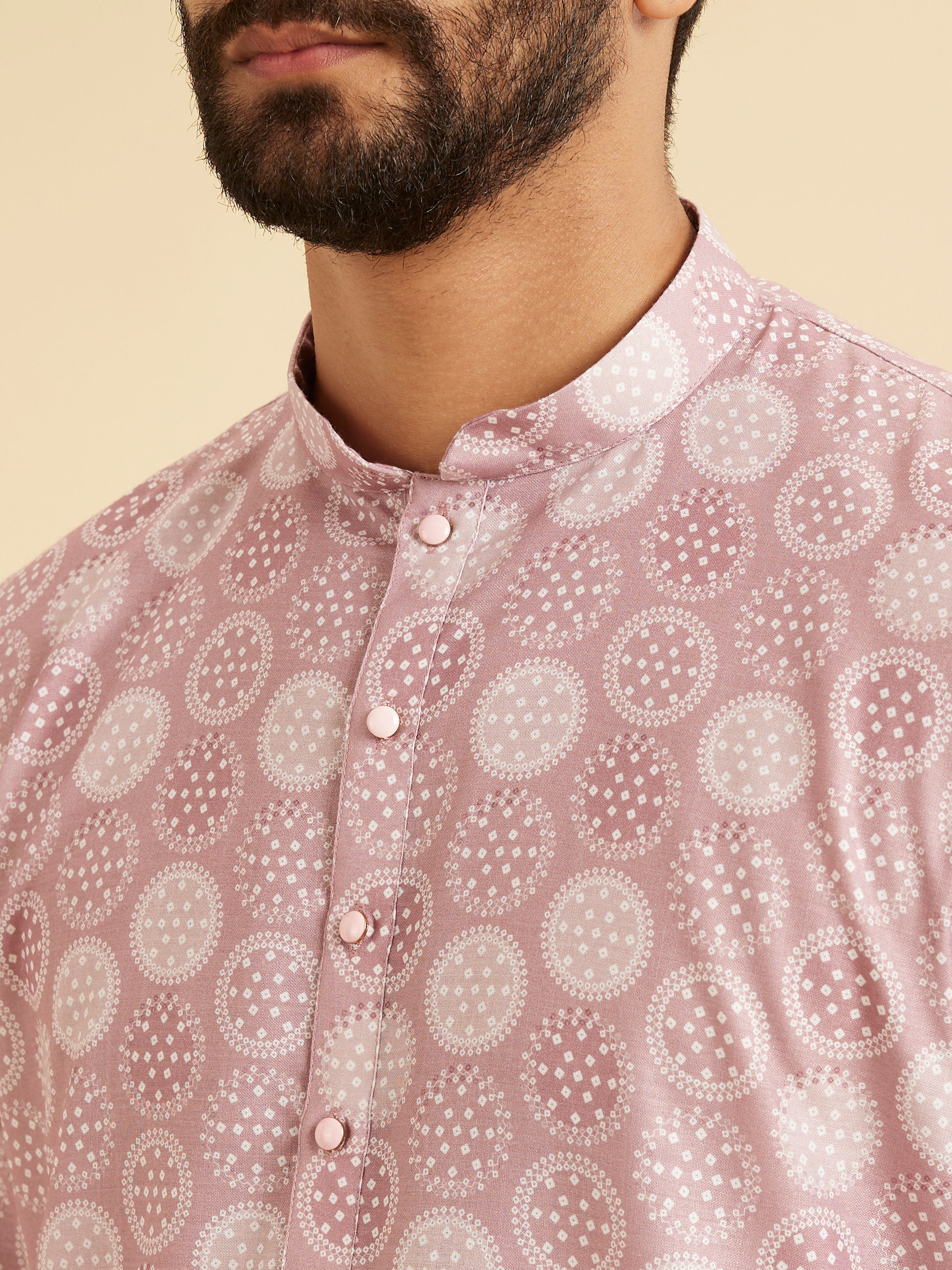 Manyavar Men Pink Glow Festive Cotton Kurta Pajama