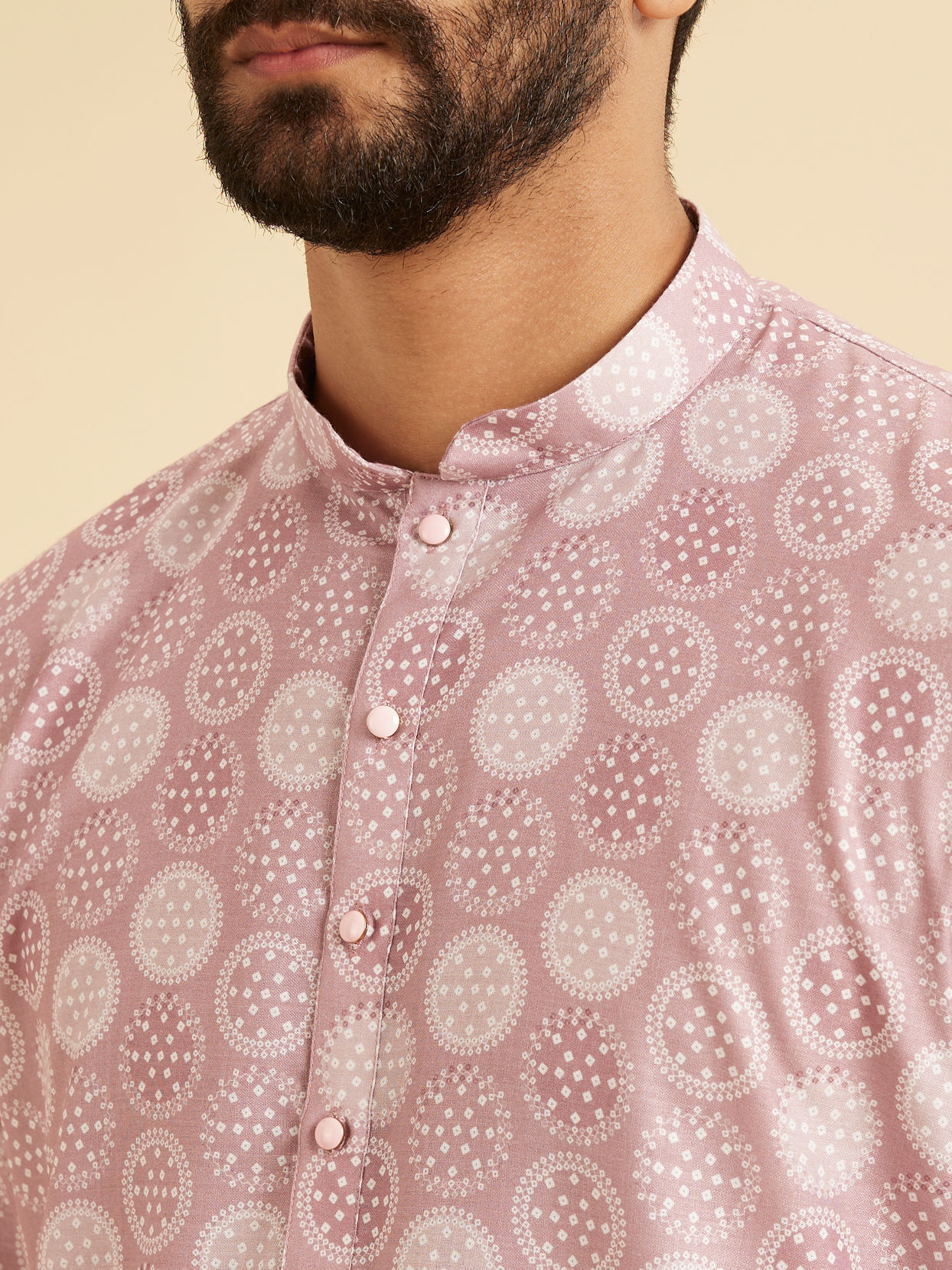 Manyavar Men Pink Glow Festive Cotton Kurta Pajama