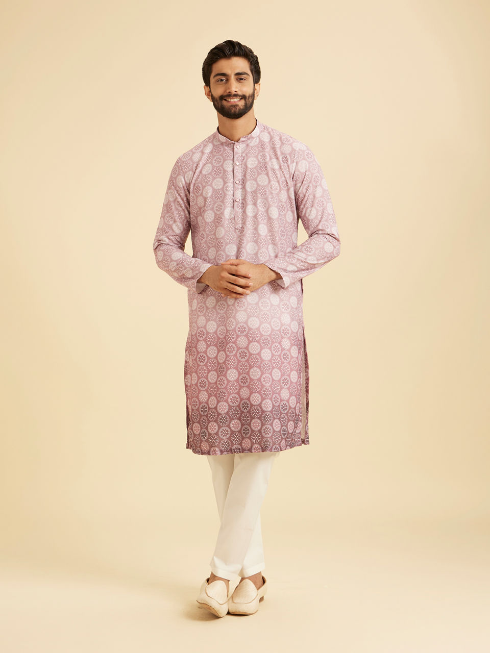 Manyavar Men Pink Glow Festive Cotton Kurta Pajama
