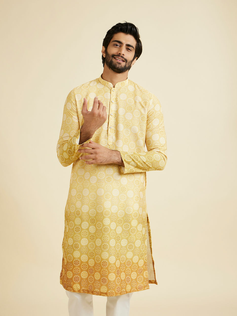 Manyavar Men Sunshine Radiance Yellow Kurta Pajama