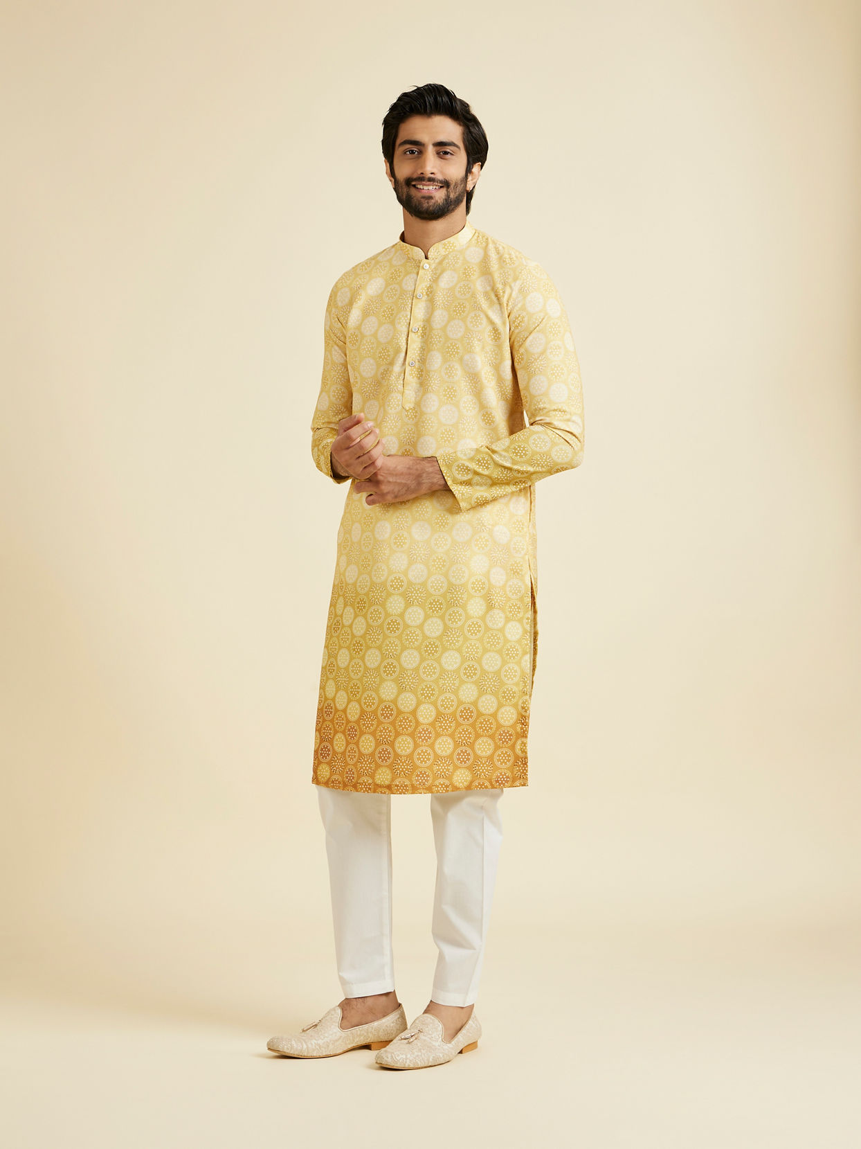 Manyavar Men Sunshine Radiance Yellow Kurta Pajama