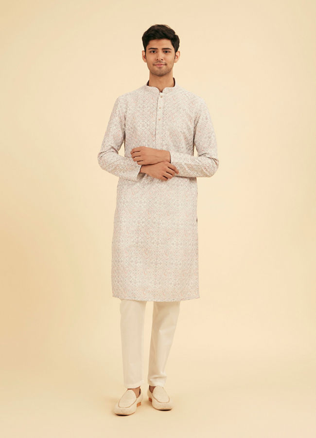 Manyavar Men Light Grey Elegance Kurta Pajama