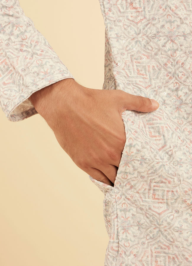 Manyavar Men Light Grey Elegance Kurta Pajama