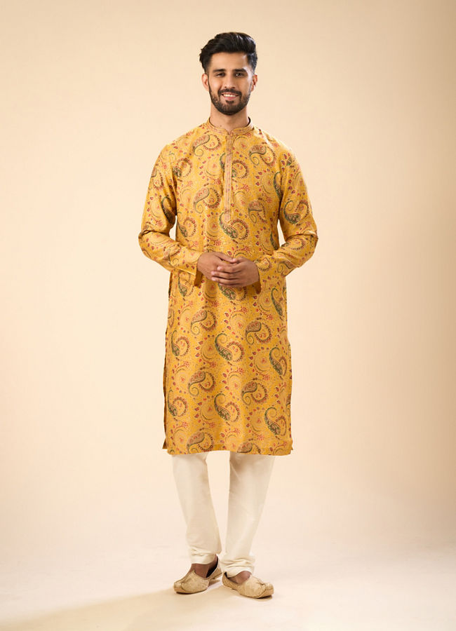 Manyavar Men Sunset Mustard Elegance Kurta Pajama