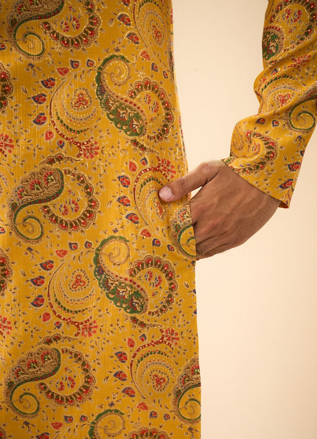 Manyavar Men Sunset Mustard Elegance Kurta Pajama