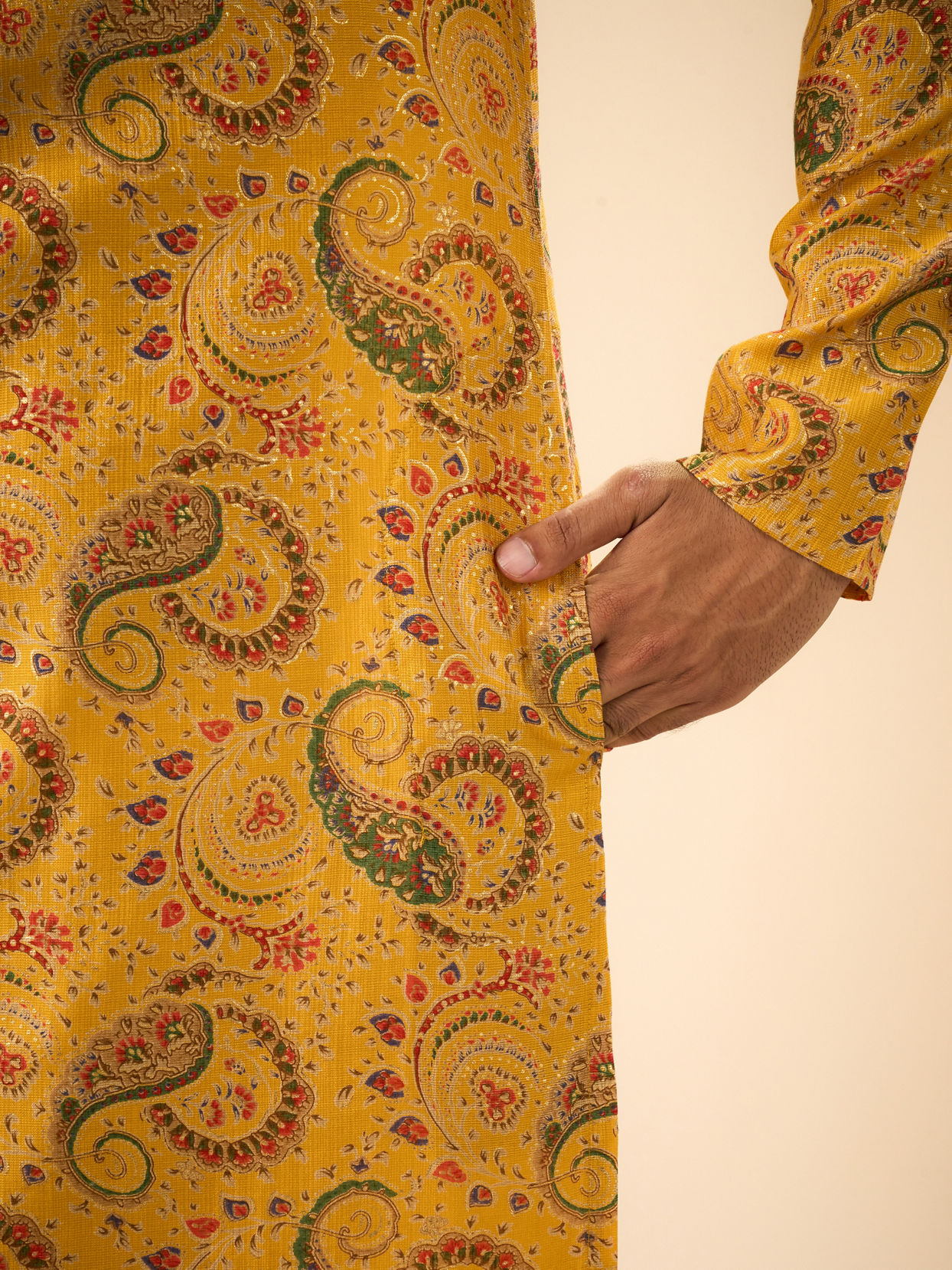 Manyavar Men Sunset Mustard Elegance Kurta Pajama