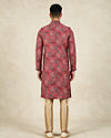Manyavar Men Red Blended Viscose Kurta Pajama with Print