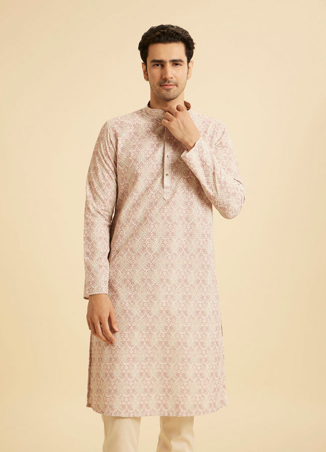 Manyavar Men Dusty Pink Festive Kurta Pajama