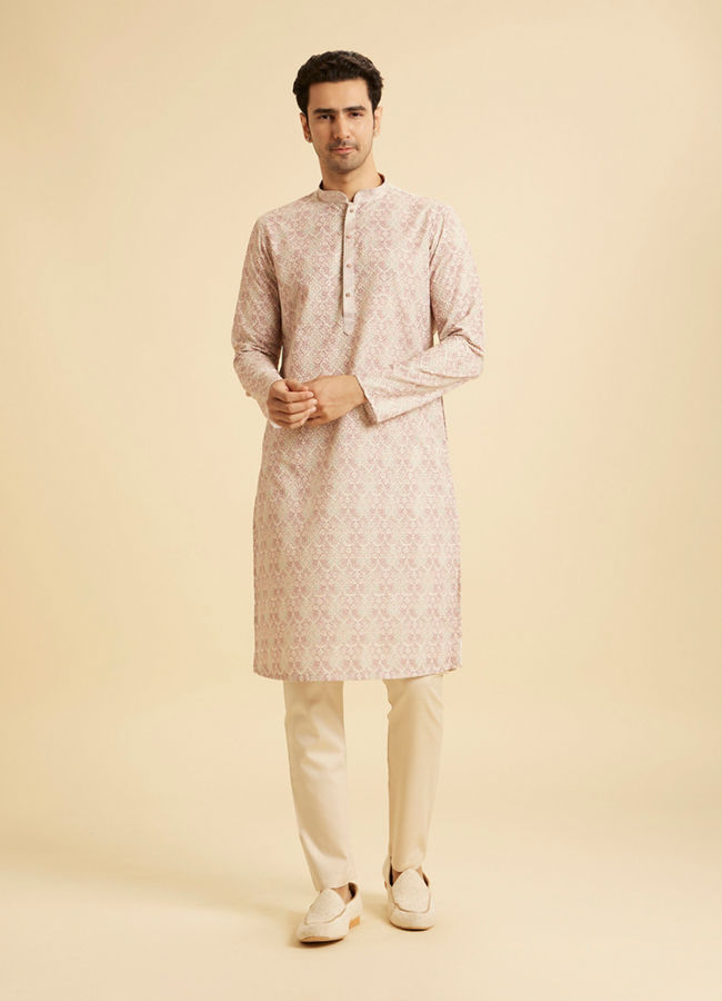 Manyavar Men Dusty Pink Festive Kurta Pajama