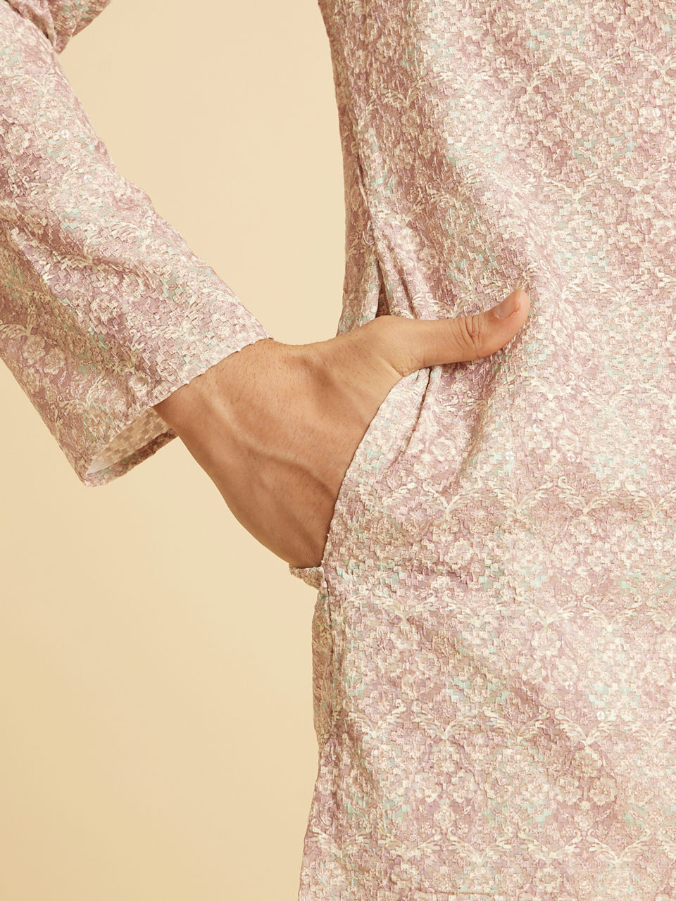 Manyavar Men Dusty Pink Festive Kurta Pajama