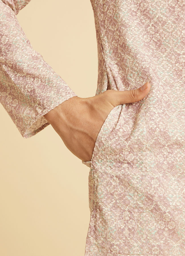 Manyavar Men Dusty Pink Festive Kurta Pajama