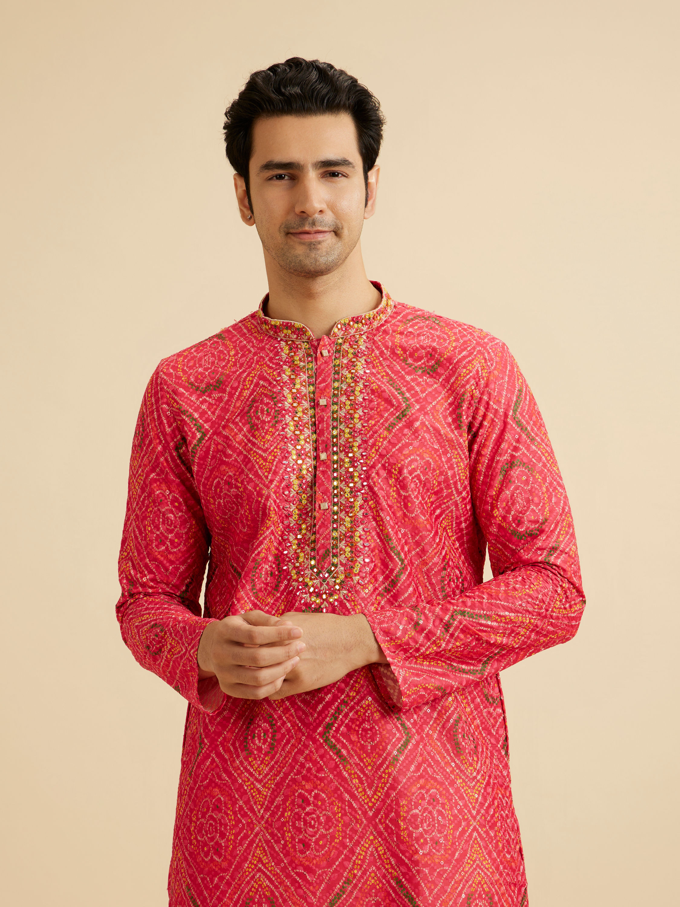 Manyavar Men Coral Elegance Kurta Pajama