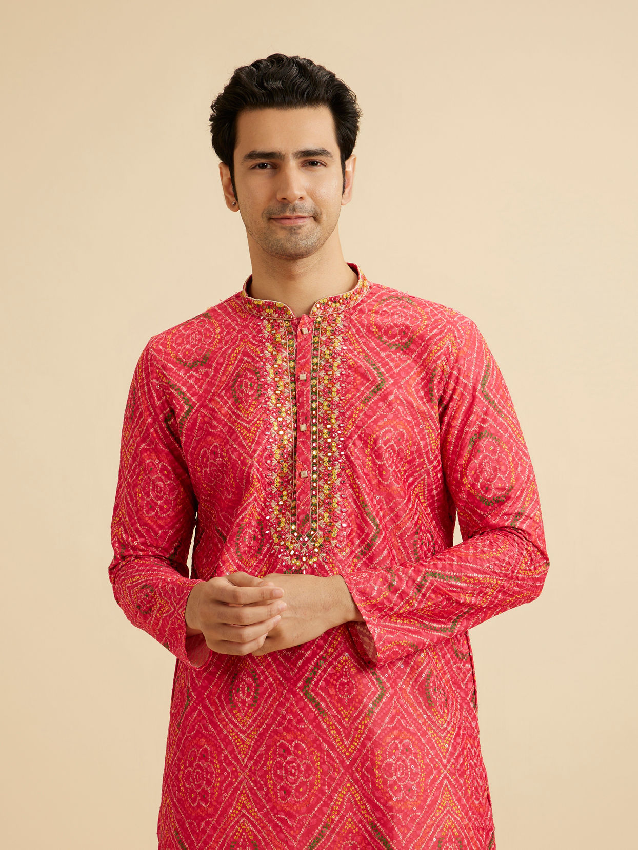 Manyavar Men Coral Elegance Kurta Pajama