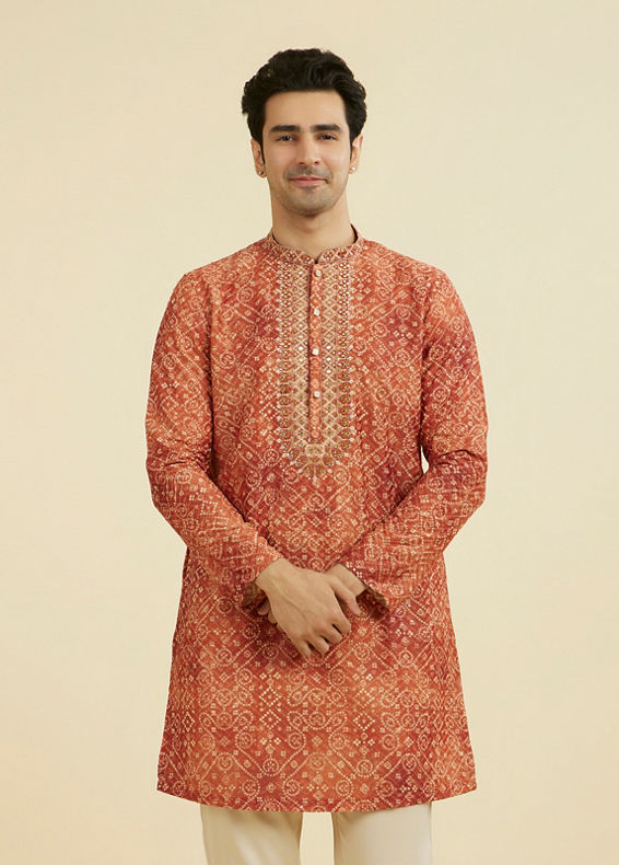 Manyavar Men Rust Radiance Kurta Pajama