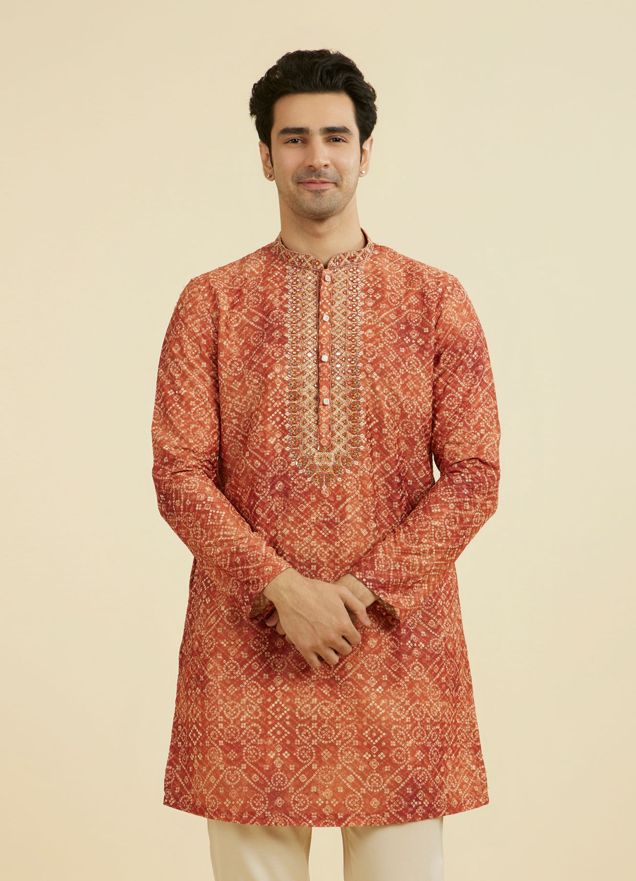 Manyavar Men Rust Radiance Kurta Pajama