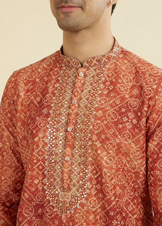 Manyavar Men Rust Radiance Kurta Pajama