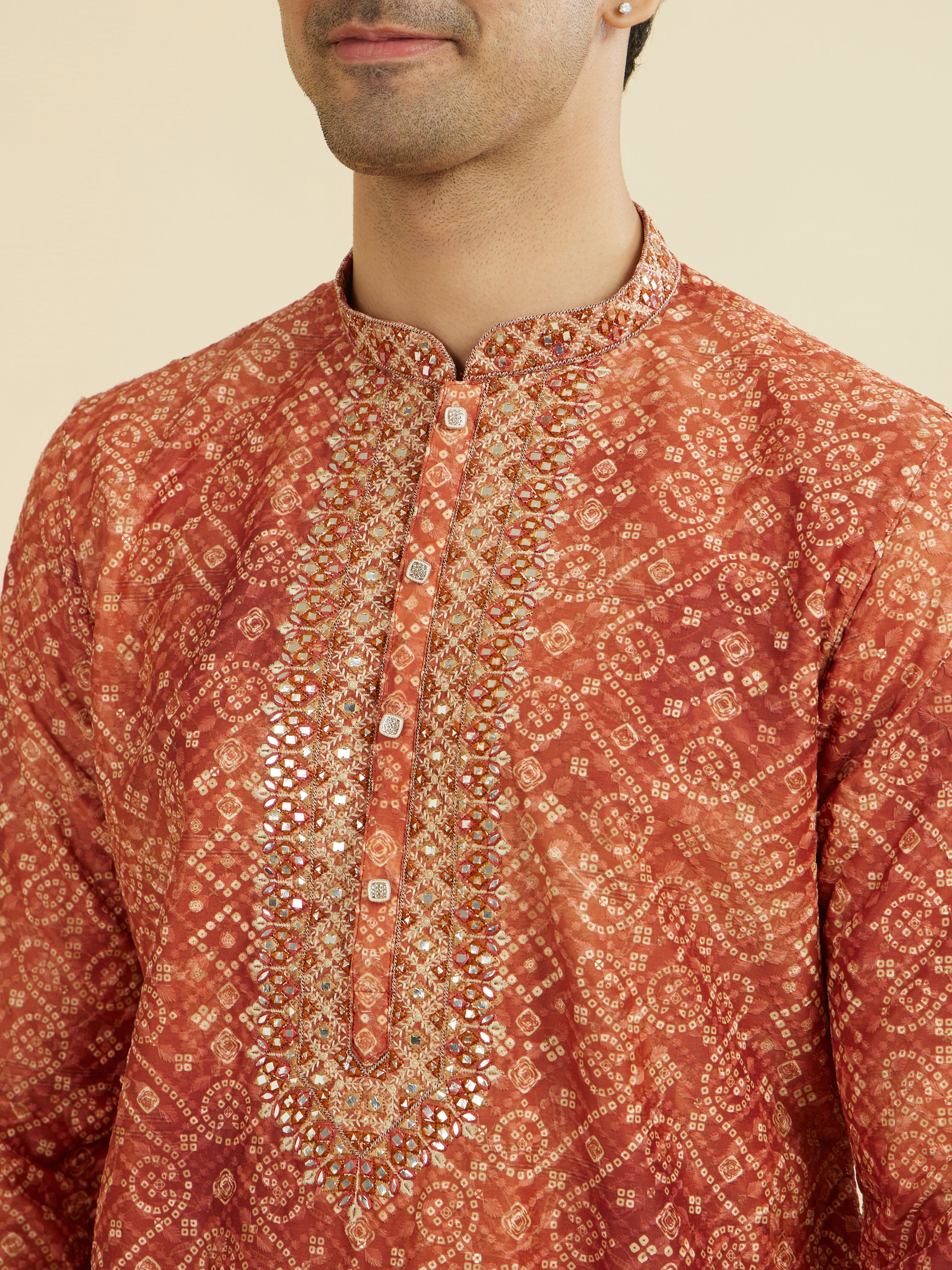Manyavar Men Rust Radiance Kurta Pajama