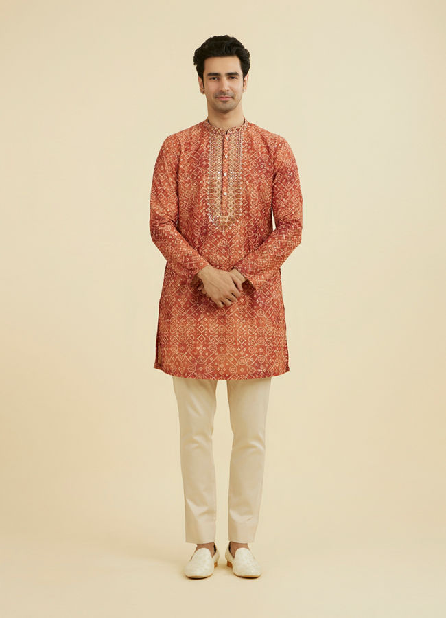 Manyavar Men Rust Radiance Kurta Pajama