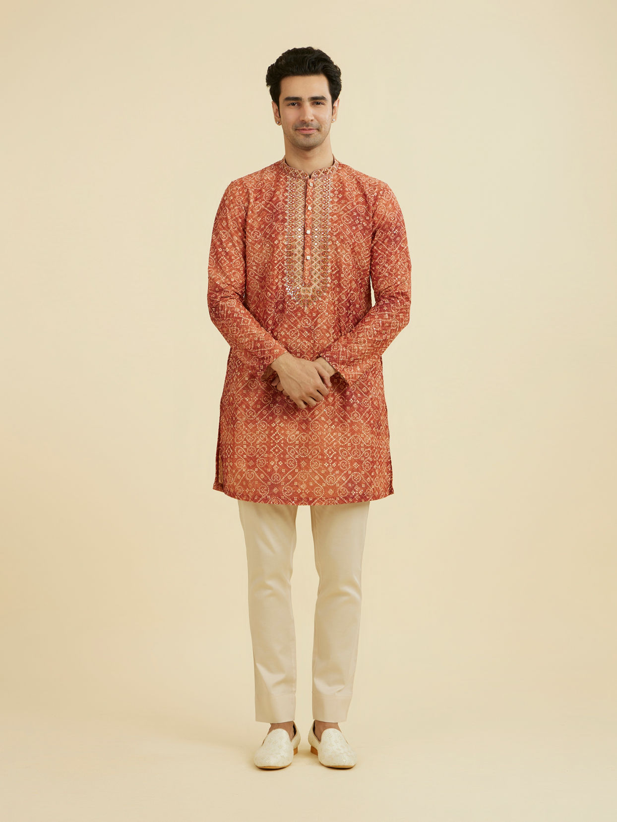 Manyavar Men Rust Radiance Kurta Pajama