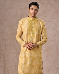 Manyavar Men Radiant Mustard Kurta Pajama Set