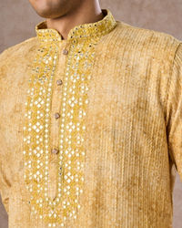Manyavar Men Radiant Mustard Kurta Pajama Set