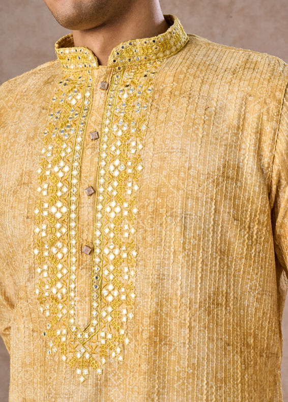 Manyavar Men Radiant Mustard Kurta Pajama Set