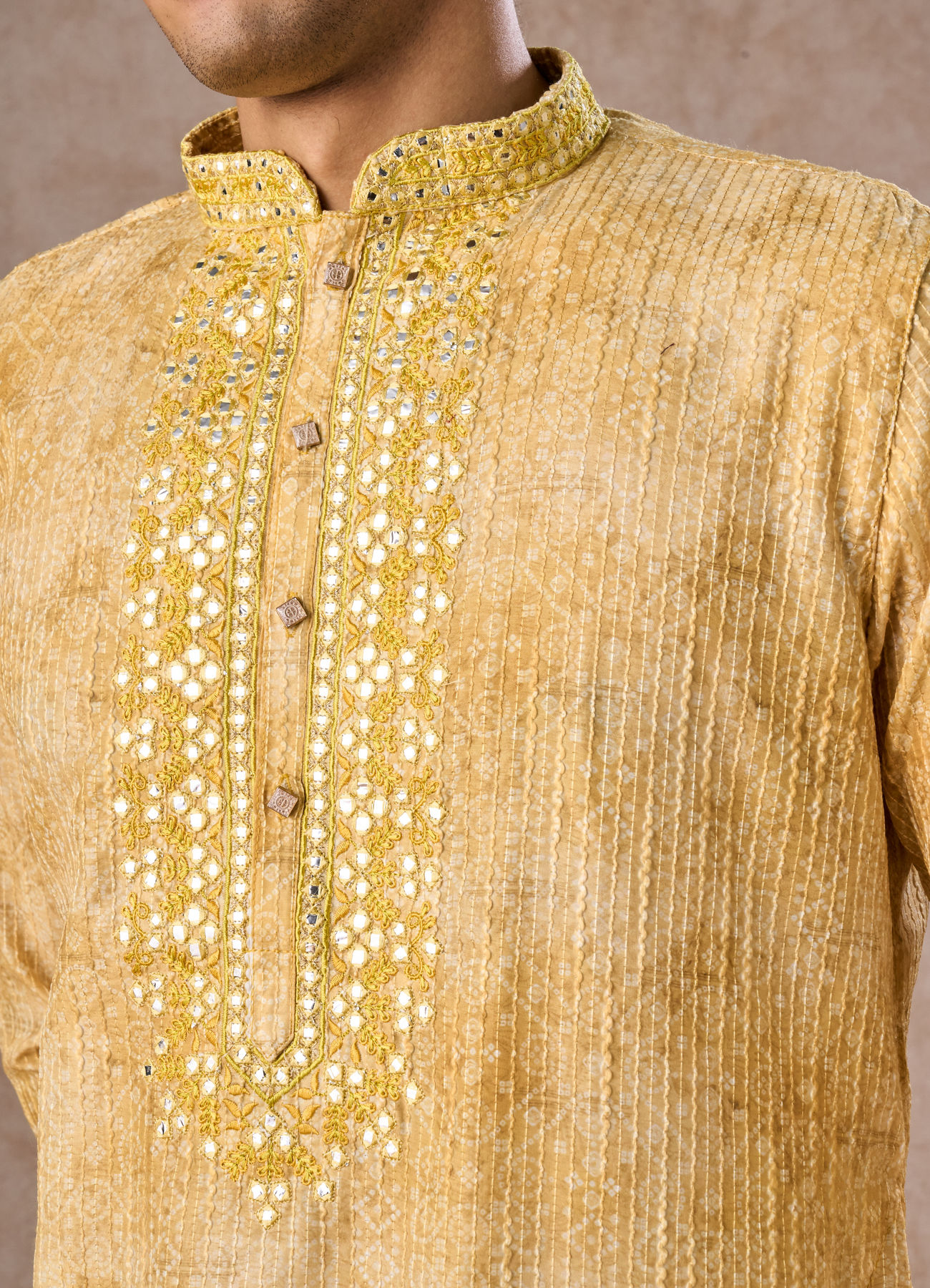 Manyavar Men Radiant Mustard Kurta Pajama Set