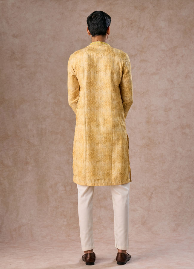 Manyavar Men Radiant Mustard Kurta Pajama Set