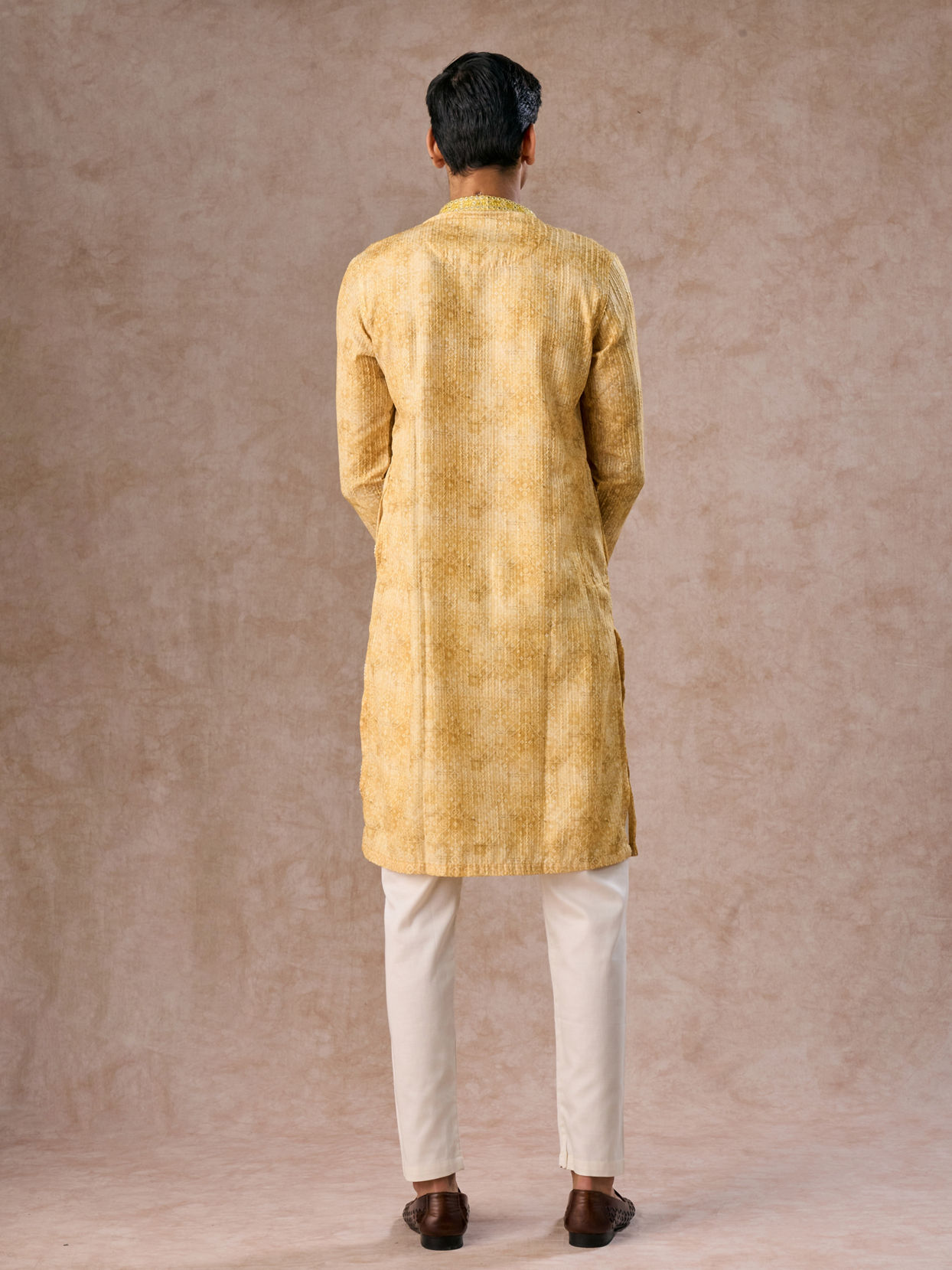 Manyavar Men Radiant Mustard Kurta Pajama Set