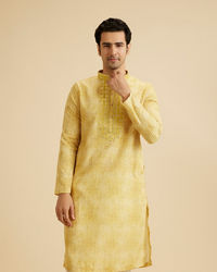 Manyavar Men Radiant Mustard Kurta Pajama Set